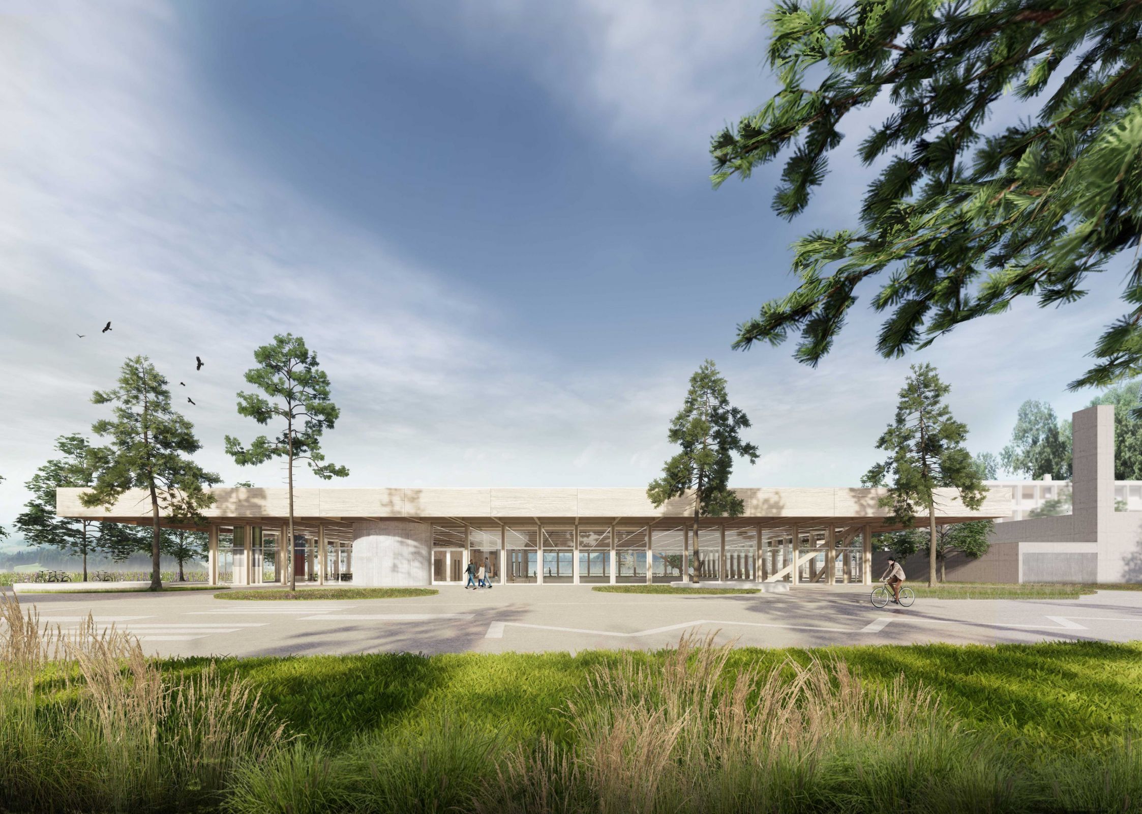 Die Kultur- und Sporträume werden unter einem gemeinsamen Dach vereint raeber_zumthor_haupteingang_0